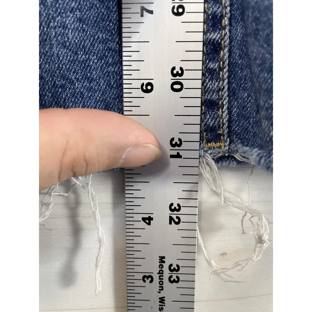 Wild Fable Jeans Womens 10 Blue Super‎ High Rise Straight Button Fly Distressed